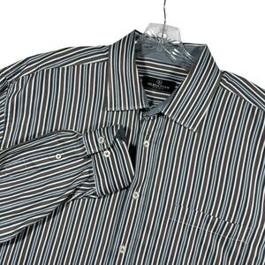 BUGATCHI UOMO Mens Striped Long Sleeve Button Down Shirt XXL Made in China